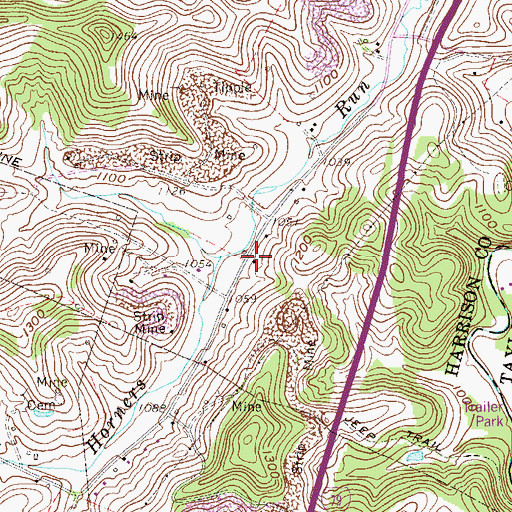 Topographic Map of Horner Run School (historical), WV