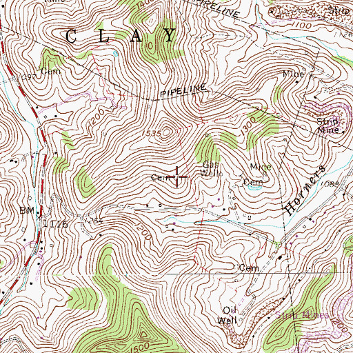 Topographic Map of Nuzum Cemetery, WV