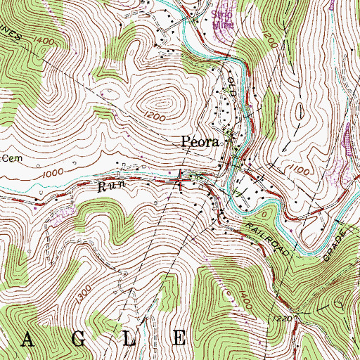 Topographic Map of Peora Evangelical United Brethren Church, WV