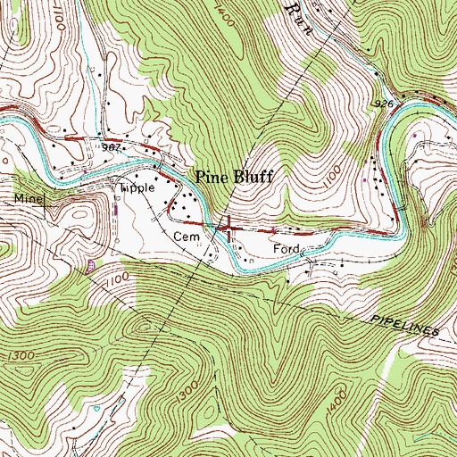 Topographic Map of Pine Bluff Evangelical United Brethren Church, WV