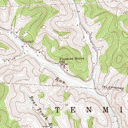 Topographic Map of Pleasant Grove Cemetery, WV