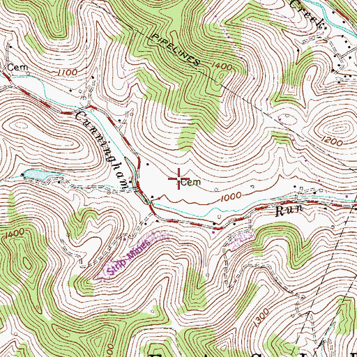 Topographic Map of Richardson Cemetery, WV