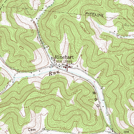 Topographic Map of Rinehart Evangelical United Brethren Church, WV