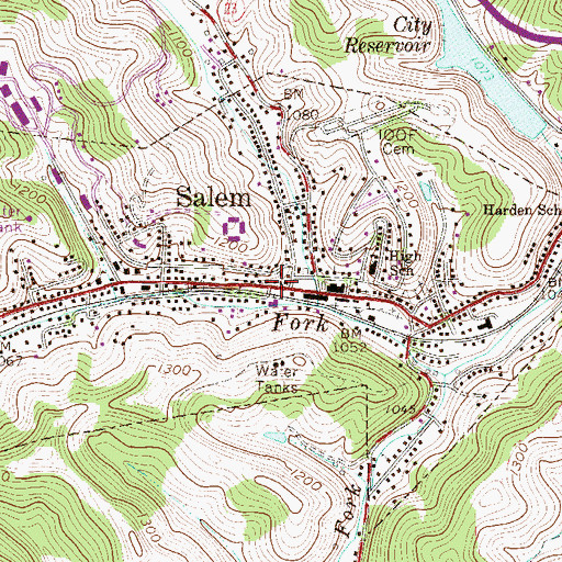 Topographic Map of Salem Post Office, WV