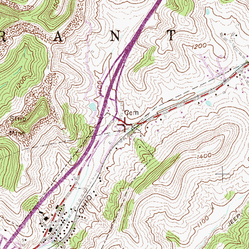 Topographic Map of Brick Seventh Day Baptist Church, WV