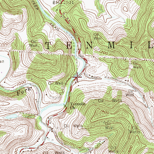 Topographic Map of Fletcher Covered Bridge, WV