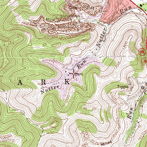 Topographic Map of Fortney Cemetery, WV