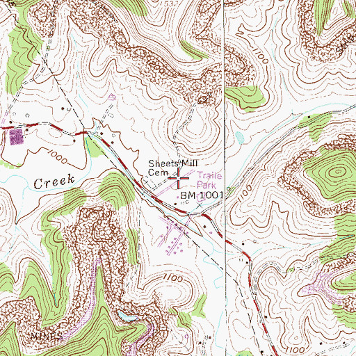 Topographic Map of Grant Valley Trailer Court, WV