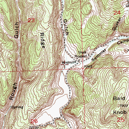 Topographic Map of Hyberger Gulch, CO