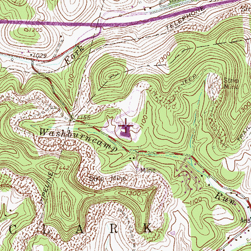 Topographic Map of Liberty High School, WV