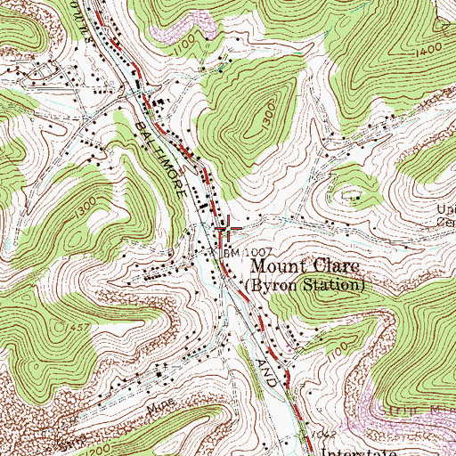 Topographic Map of Mount Clare United Methodist Church, WV