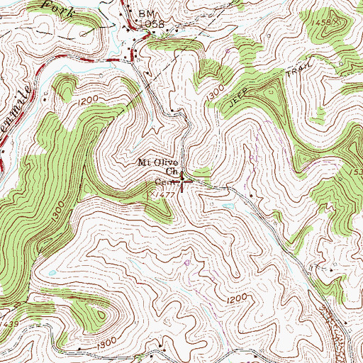 Topographic Map of Mount Olive Cemetery, WV