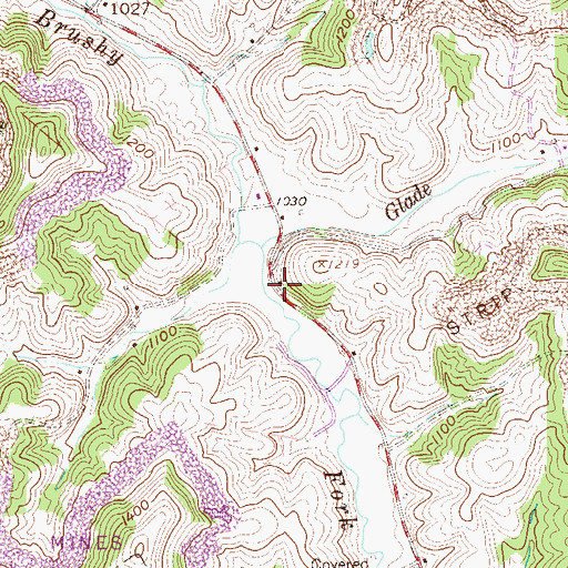 Topographic Map of Mudlick School (historical), WV
