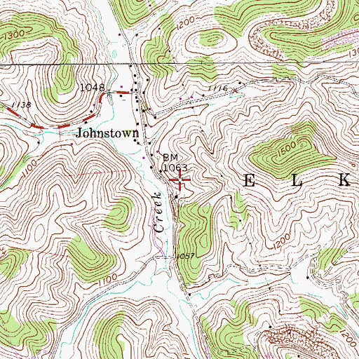 Topographic Map of Old Johnstown Cemetery, WV