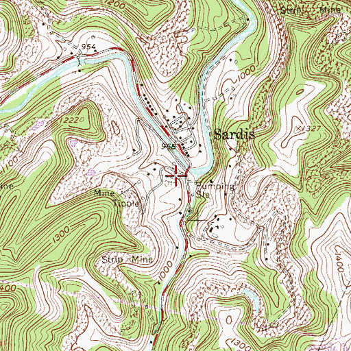 Topographic Map of Sardis Cemetery, WV