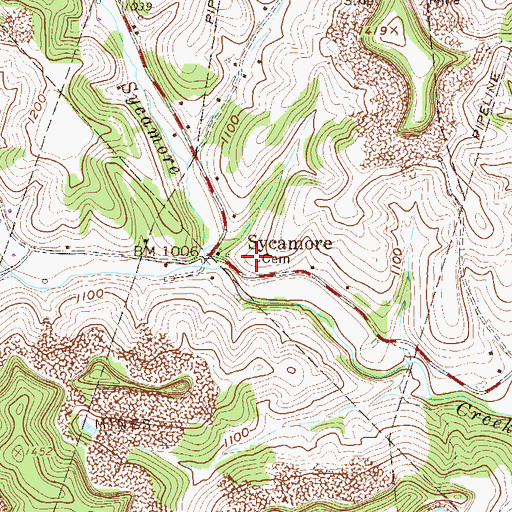 Topographic Map of Sycamore Cemetery, WV