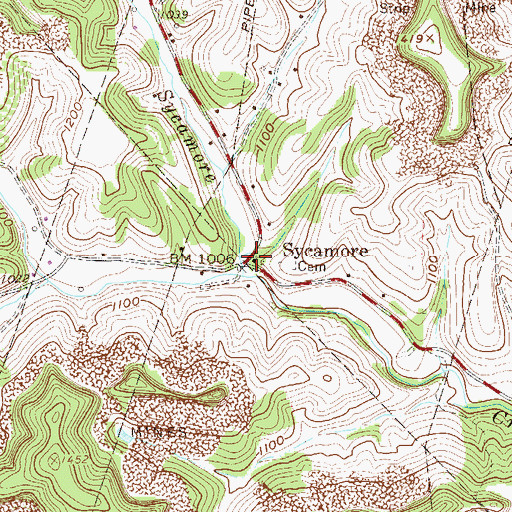 Topographic Map of Sycamore Methodist Church, WV