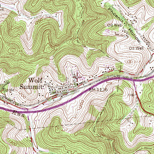 Topographic Map of Wolf Summit Methodist Church, WV