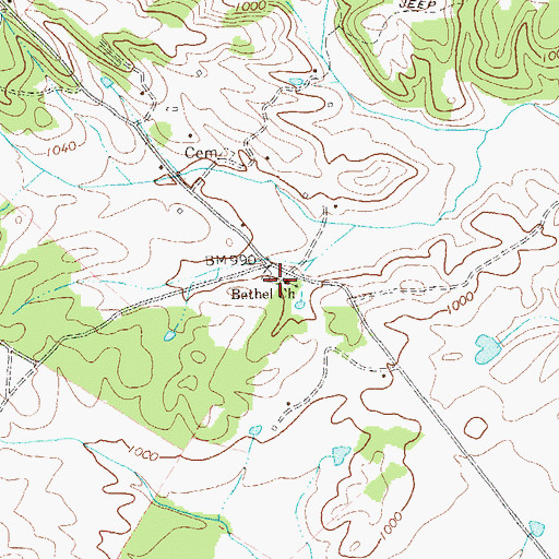 Topographic Map of Bethel Cemetery, WV