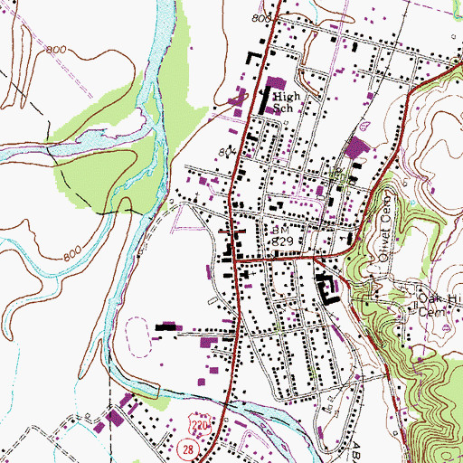 Topographic Map of Hardy County Public Library, WV
