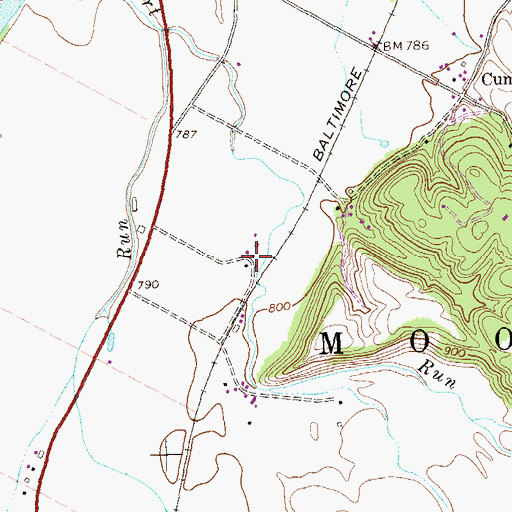 Topographic Map of Meadow, WV