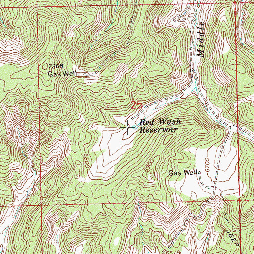 Topographic Map of Red Wash Reservoir, CO