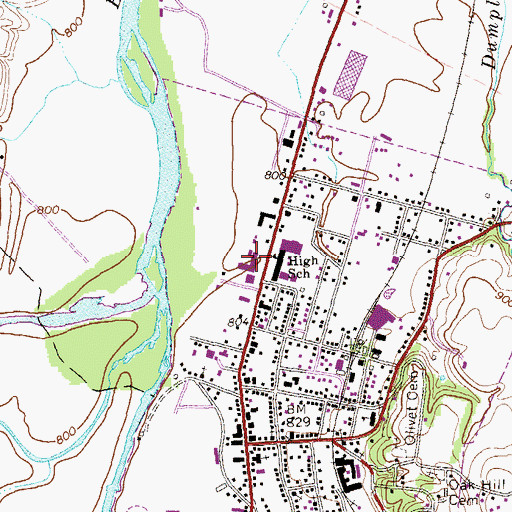Topographic Map of Moorefield Elementary School, WV