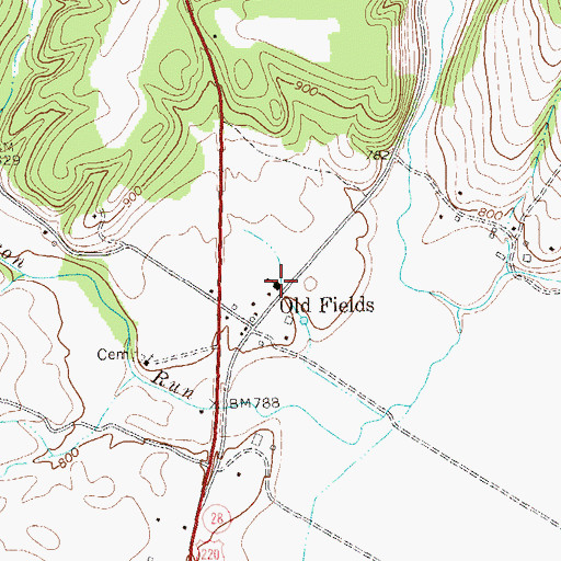 Topographic Map of Old Fields School (historical), WV
