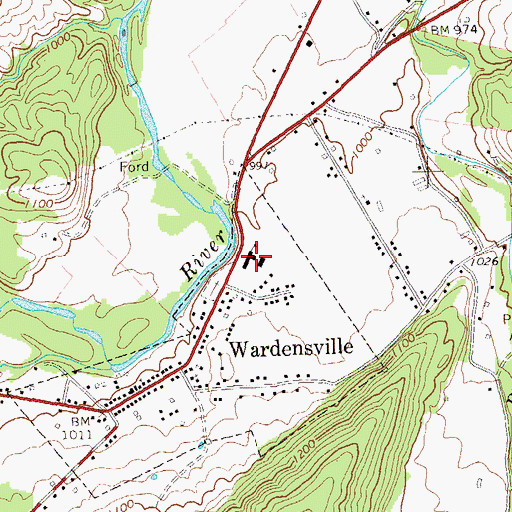 Topographic Map of Wardensville High School (historical), WV