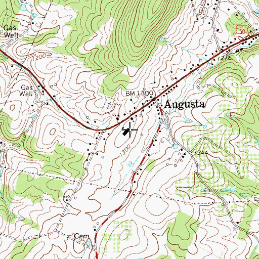 Topographic Map of Augusta Elementary School, WV