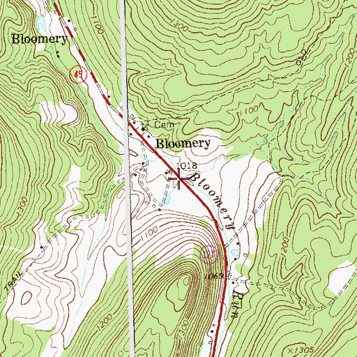 Topographic Map of Bloomery Post Office, WV