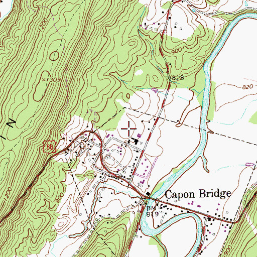 Topographic Map of Capon Bridge Elementary School, WV