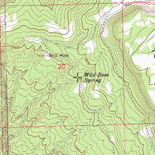 Topographic Map of Wild Rose Spring, CO