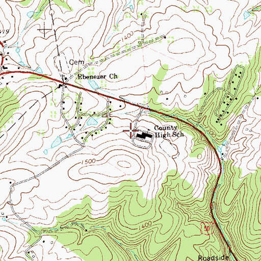 Topographic Map of Hampshire County Career Training Center, WV