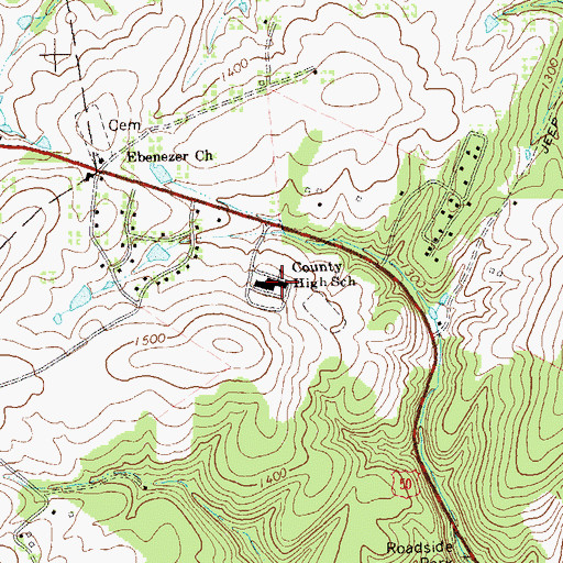 Topographic Map of Hampshire High School, WV