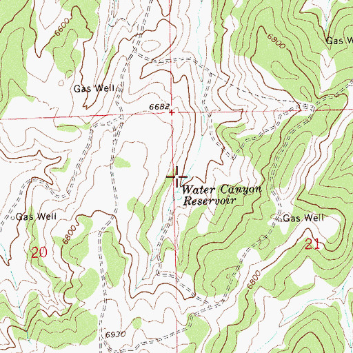 Topographic Map of Water Canyon Reservoir, CO