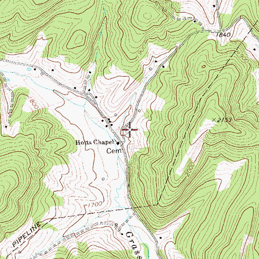 Topographic Map of Hotts Chapel Cemetery, WV