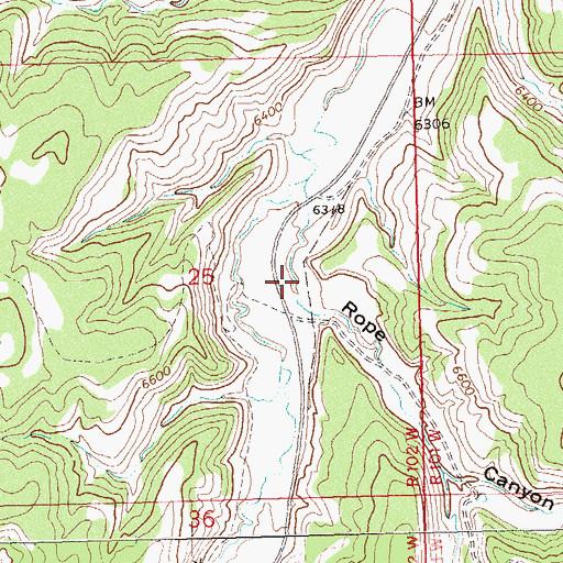 Topographic Map of Rope Canyon, CO