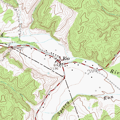 Topographic Map of Rio Post Office, WV