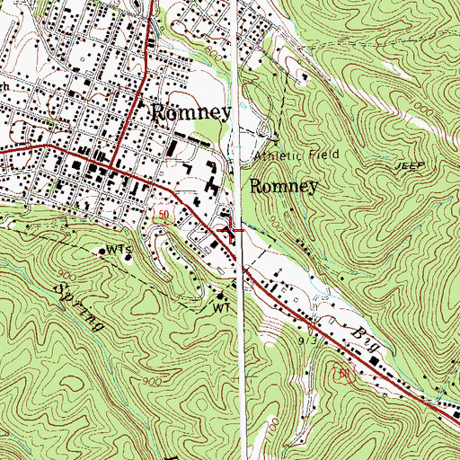 Topographic Map of Romney Classical Institute (historical), WV