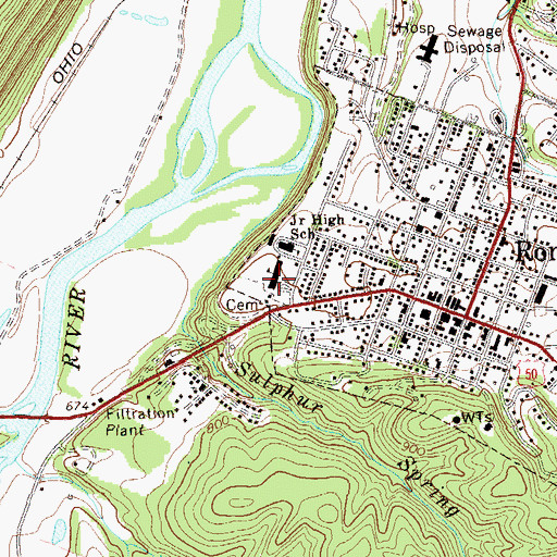 Topographic Map of Romney Elementary School, WV