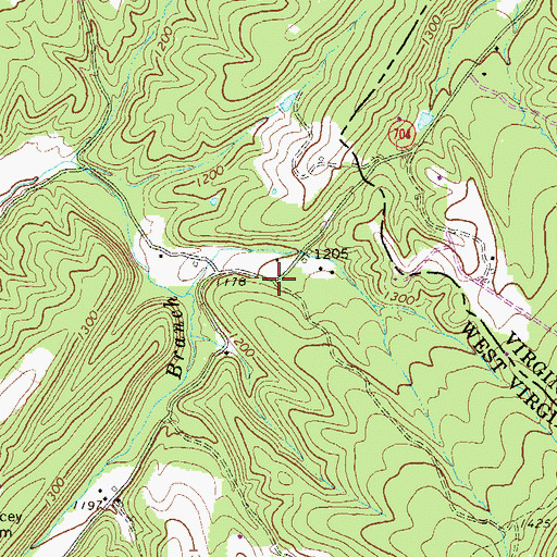 Topographic Map of Shiloh (historical), WV