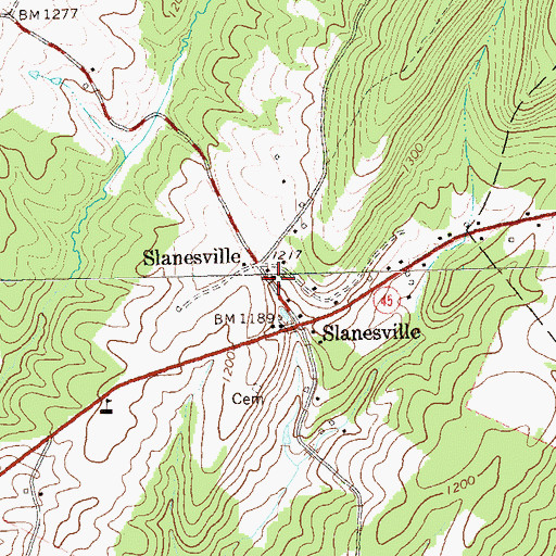 Topographic Map of Slanesville Presbyterian Church, WV