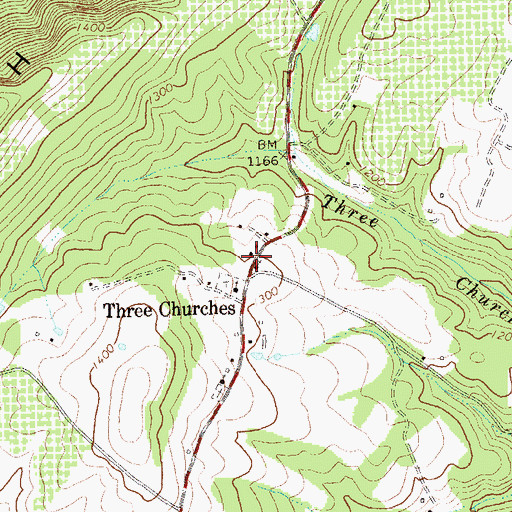 Topographic Map of Three Churches Post Office, WV