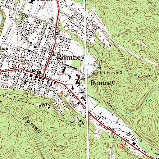 Topographic Map of West Virginia School for the Blind, WV