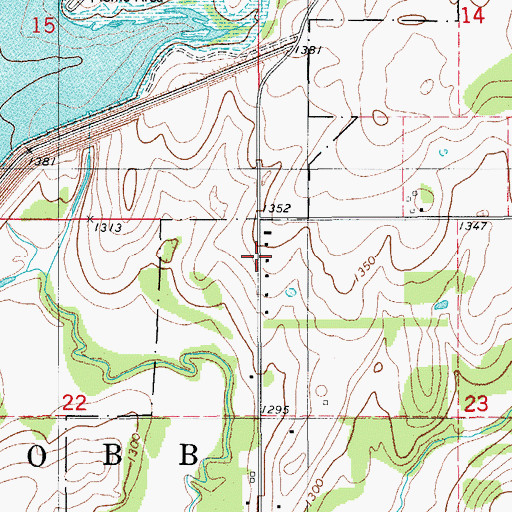 Topographic Map of Nowhere, OK