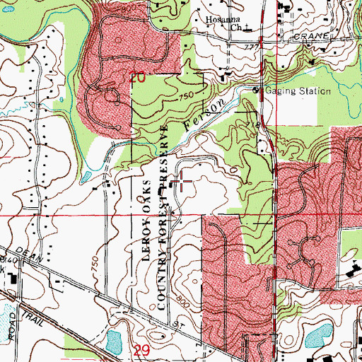 Topographic Map of Leroy Oaks County Forest Preserve, IL