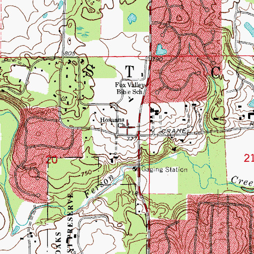 Topographic Map of Hosanna Church, IL