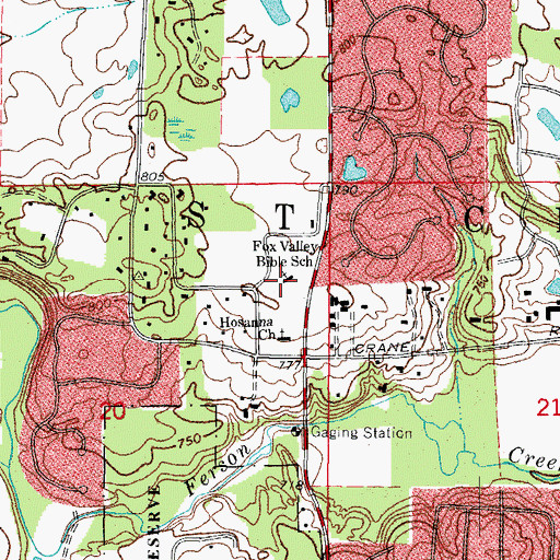 Topographic Map of Fox Valley Bible School, IL