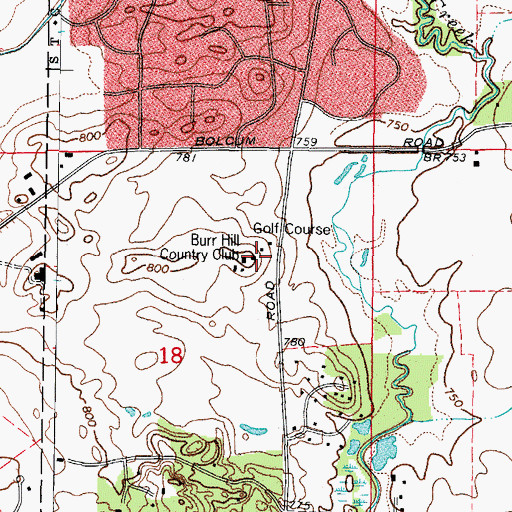 Topographic Map of Burr Hill Country Club, IL